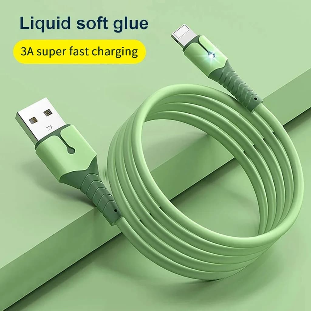 Liquid Silicone USB Cable for iPhone 14 Pro 12 11 13 Pro XS Max Xr X 8 AirPods Pro Charging Cable for LED Phone Data Charger Wire1M