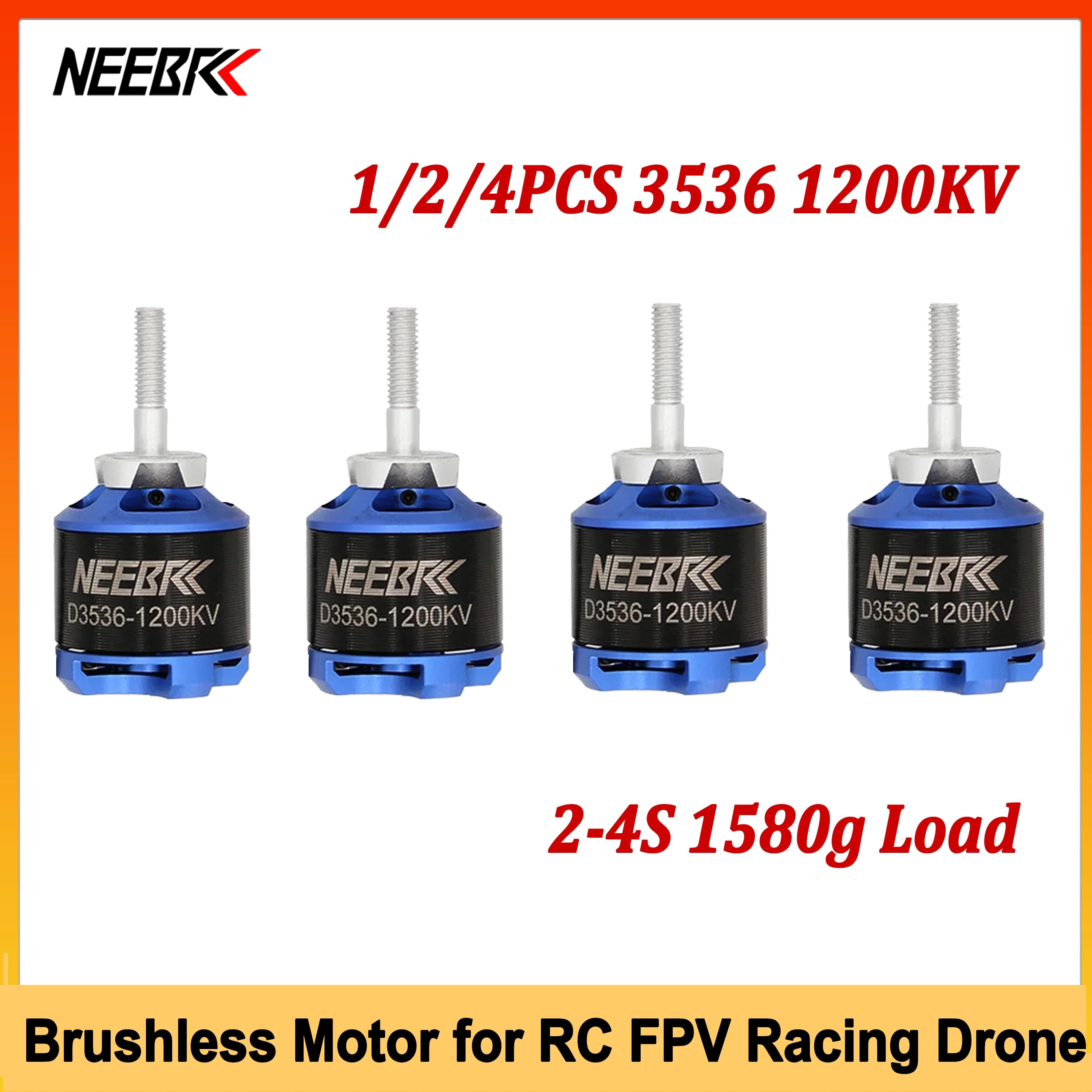 NEEBRC 1/2/4 Pezzi Motore Brushless 3536 1200KV 2-4S con Carico 1580g per Droni da Corsa FPV RC, Quadricotteri, Aerei ad Ala Fissa, Elicotteri, Alianti