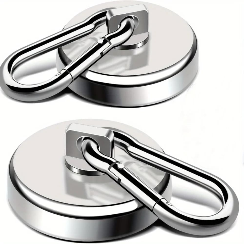 1/2 Pezzi Ganci Magnetici Ultra Potenti Pro - Magneti al Neodimio Resistenti fino a 45 kg con Moschettone e Girevole, Ideali per Appendere in Cucina