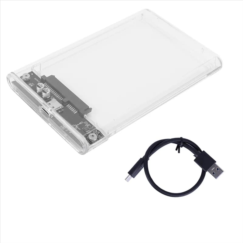 Cavo incluso Custodia per disco rigido esterno USB 3.1/Tipo C Trasparente senza attrezzi per SSD HDD SATA HDD da 2,5 pollici 7 mm