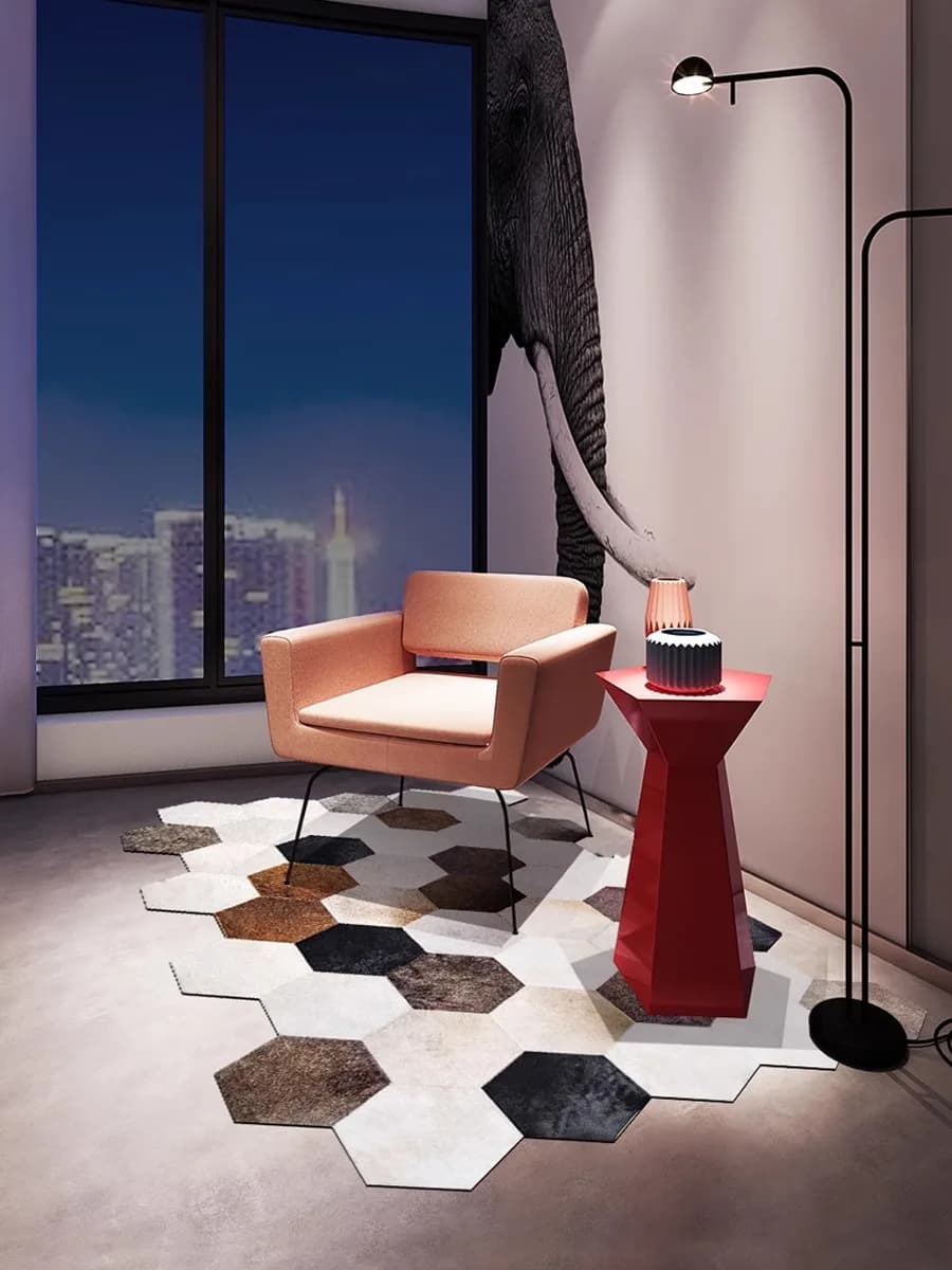 Brown White Cowhide Handmade Patchwork Carpet Irregular Real Leather Home Area Rug for Bedroom Large Customize Floor Mat