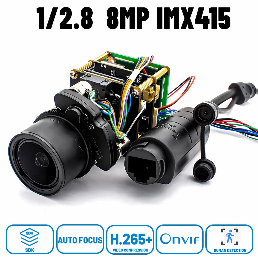 WGWK 4K 8MP IP Camera Module Zoom 5X Motorized 2.7-13.5mm Automatic Focus IMX415 Black Light Sensor Onvif RTSP POE Security HD Webcam