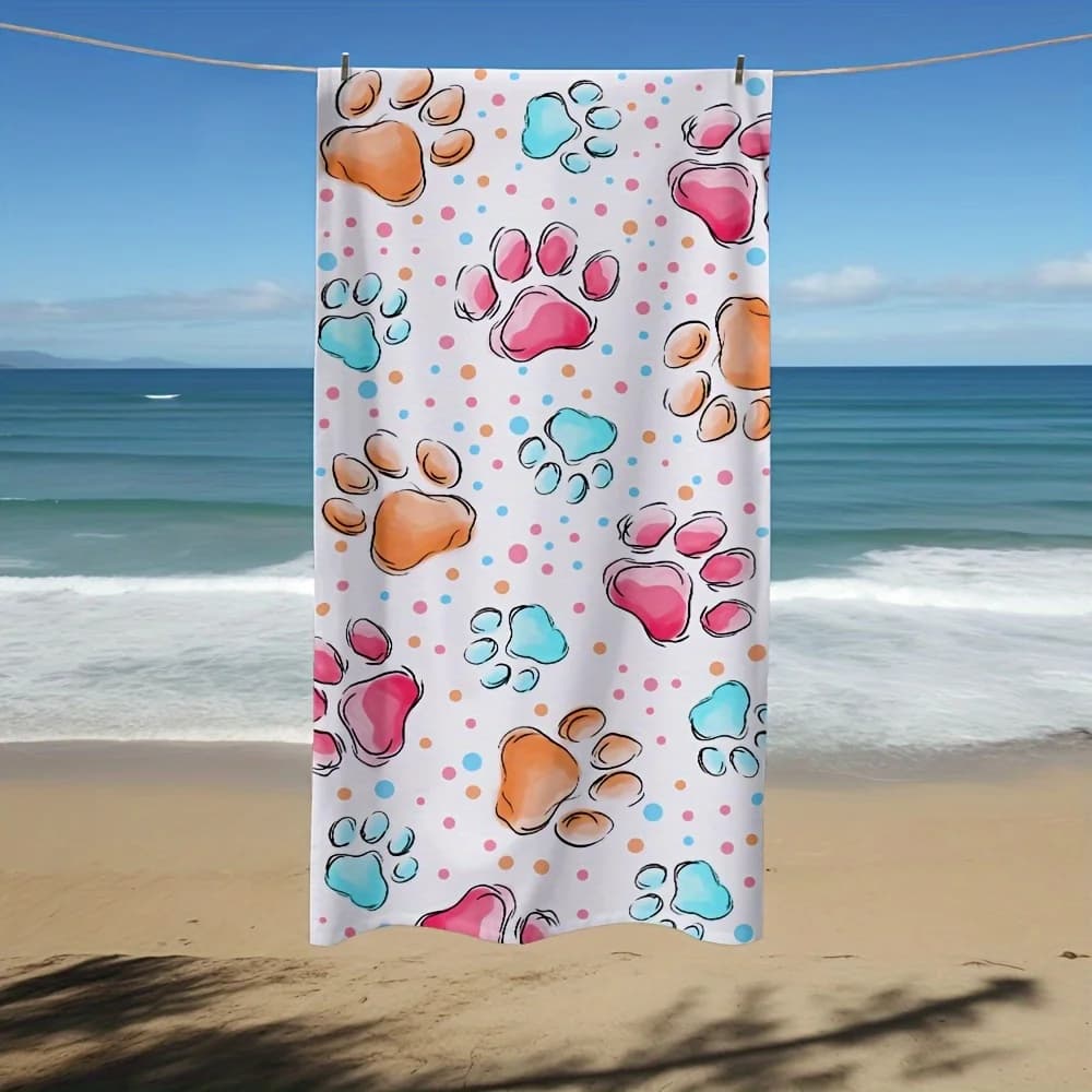 Asciugamano morbido ad asciugatura rapida con design a zampa di gatto, leggero per piscina, campeggio, yoga, viaggi
