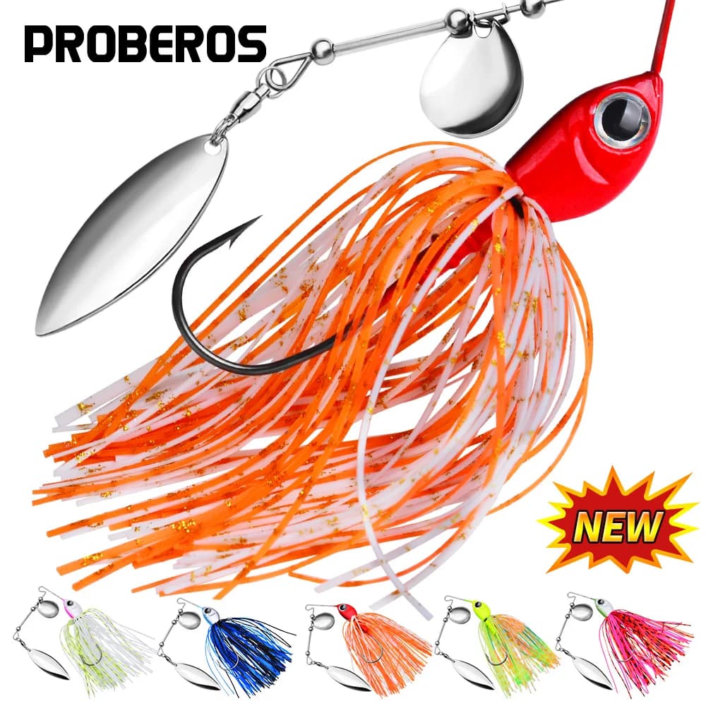 PROBEROS 1/5PCS Spinner Bait -deal for Bass, Gonna jig in gomma siliconica Salmone, luccio e pesca alla trota