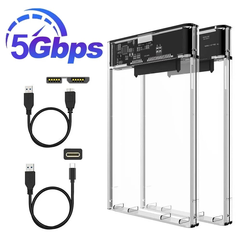 Custodia per disco rigido esterno USB 3.1/USB 3.0/Type C Custodia per disco rigido esterno SATA SSD da 2,5 pollici con velocità di trasferimento di 5 Gbps Scatola per disco rigido senza attrezzi