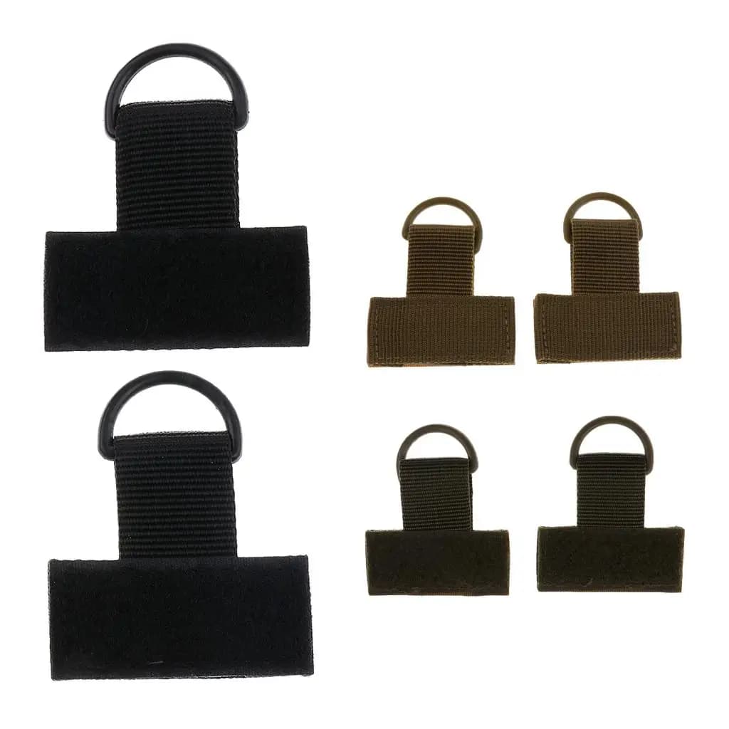 2pcs MOLLE Nylon Webbing T Hook & Loop D Ring Black/Tan/Army Green