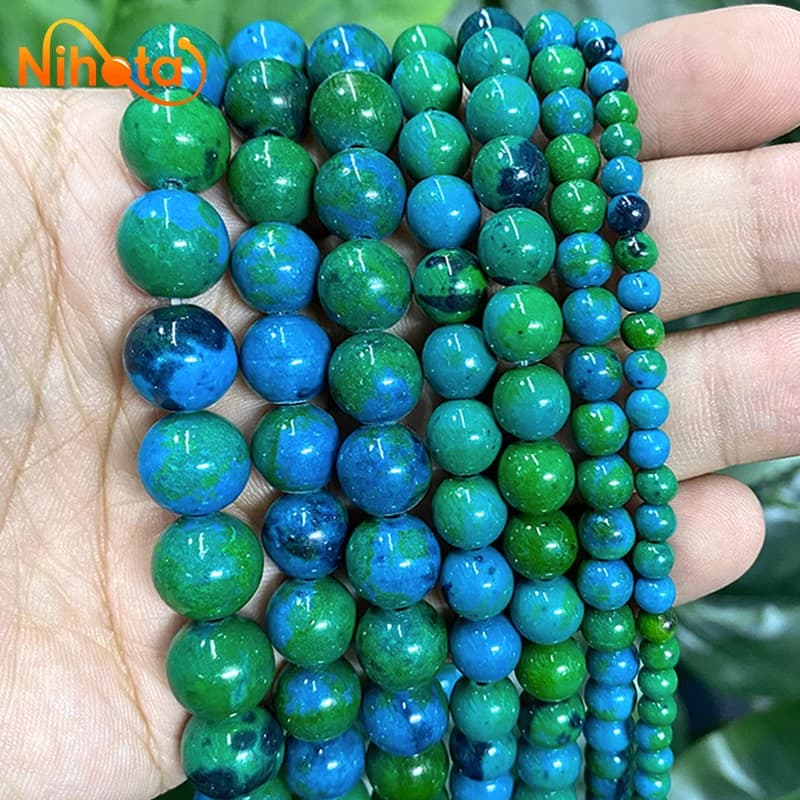 Perline Rotonde Naturali di Crisocolla per Creazione di Gioielli, Anelli, Bracciali e Orecchini Fai-da-Te per Donne, Filo da 15 Pollici, 4/6/8/10/12/14MM