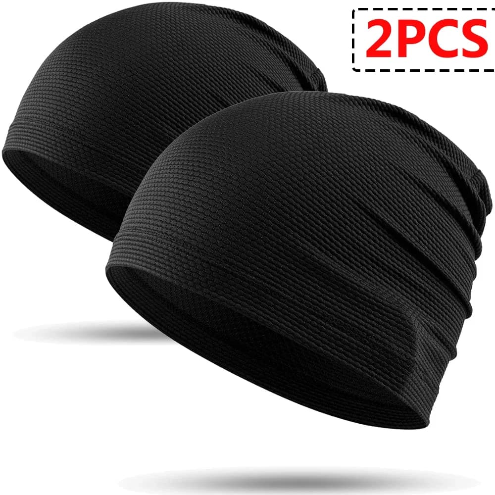 2Pcs Quick Dry Stretchy Beanie Skull Cap Breathable Summer Outdoor Running Cycling Hiking Sun Hat