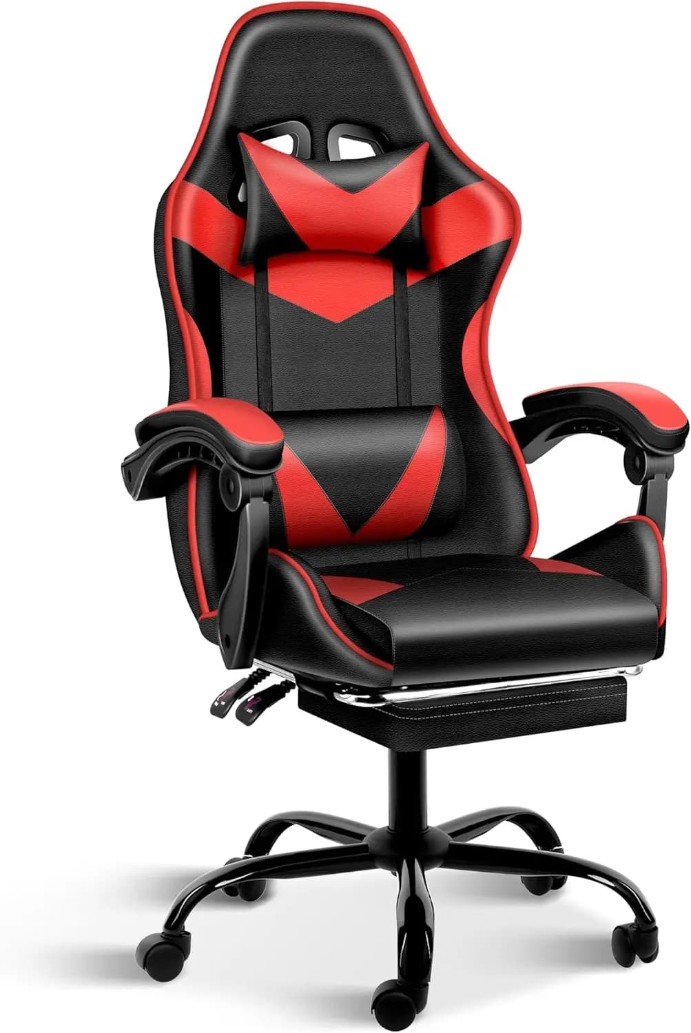 Sedia da Gaming Ergonomica con Poggiapiedi Regolabile, Supporto Lombare e Rotazione a 360° ° Base Girevole per un Comfort Migliorato in Ufficio o a Casa