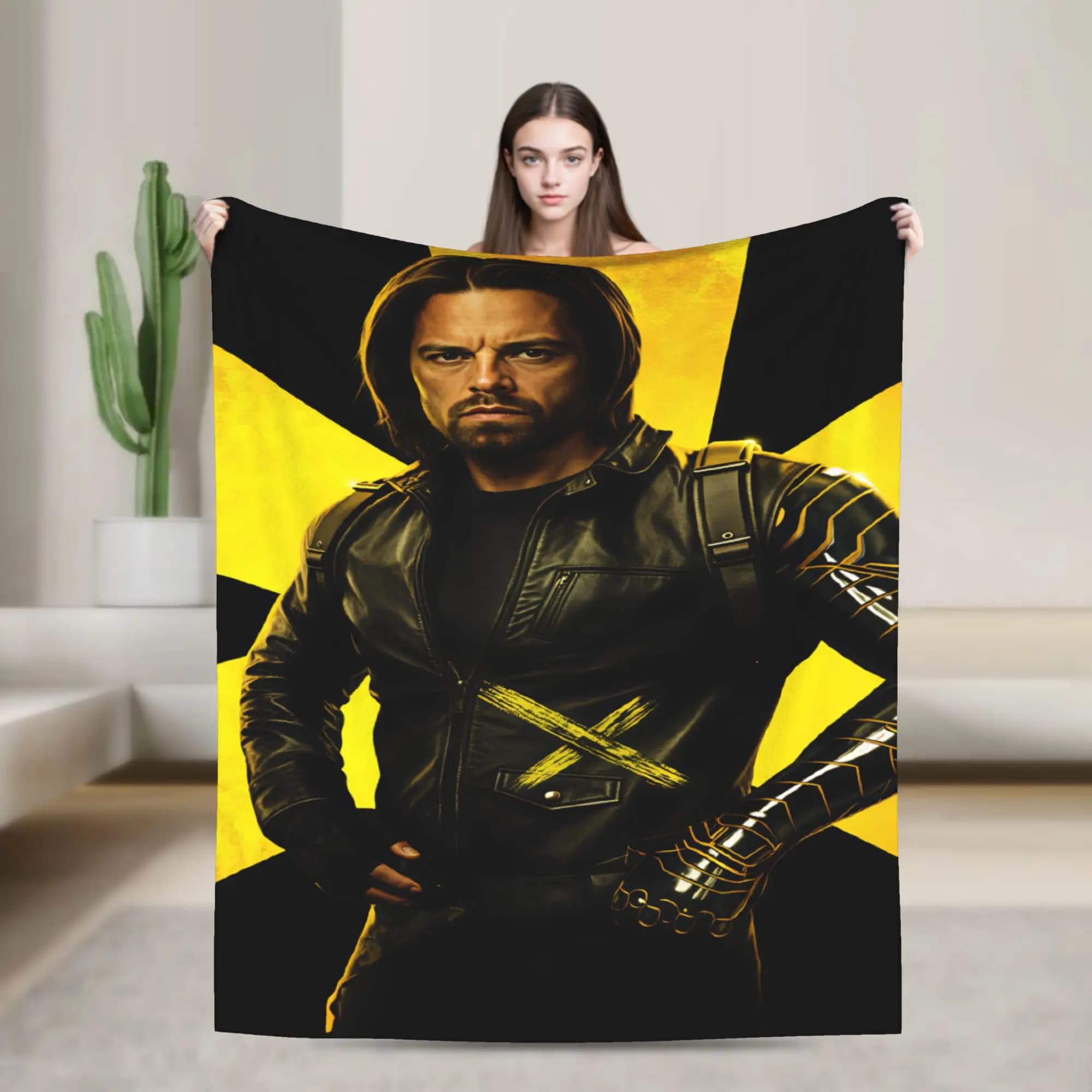 Bucky Barnes Winter Soldier Flannel Blanket Warm Soft Bedding Throws for Bedroom Travel Pattern Bedspread Sofa Bed Cover