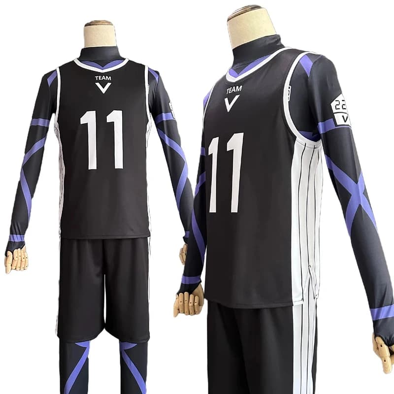 ❤ 2026 ❤ HOLOUN Blue Lock Anime Reo Mikage Nagi Costume Cosplay Parrucca Nera Maglia da Calcio Uniforme da Allenamento Rete Sintetica XXS ❤