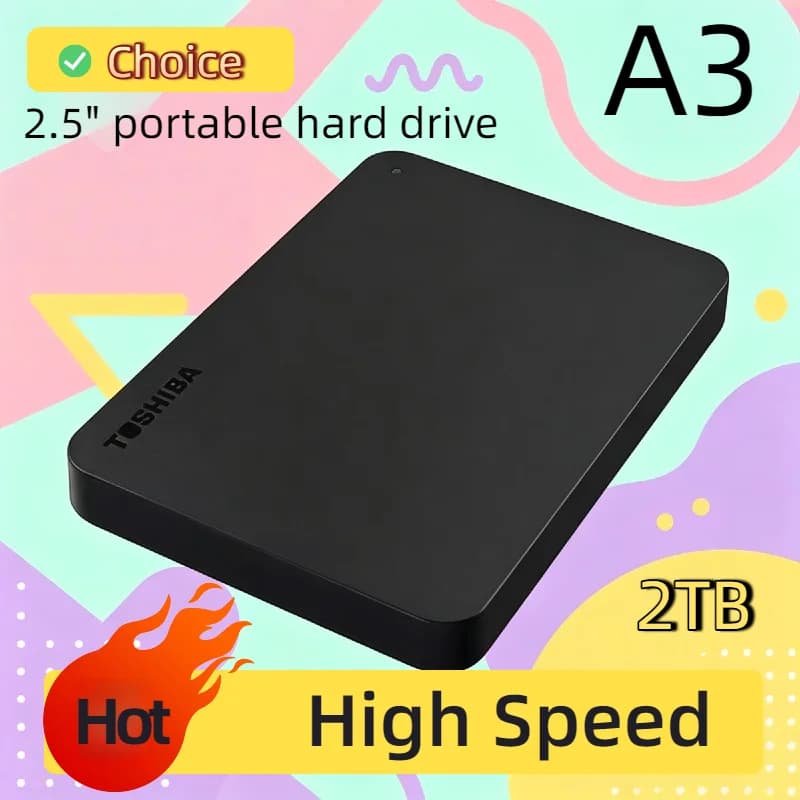 Disco Rigido Esterno Portatile OEM Toshiba A3 da 500GB 1TB 2TB USB3.0 da 2,5 Pollici per Archiviazione Plug and Play