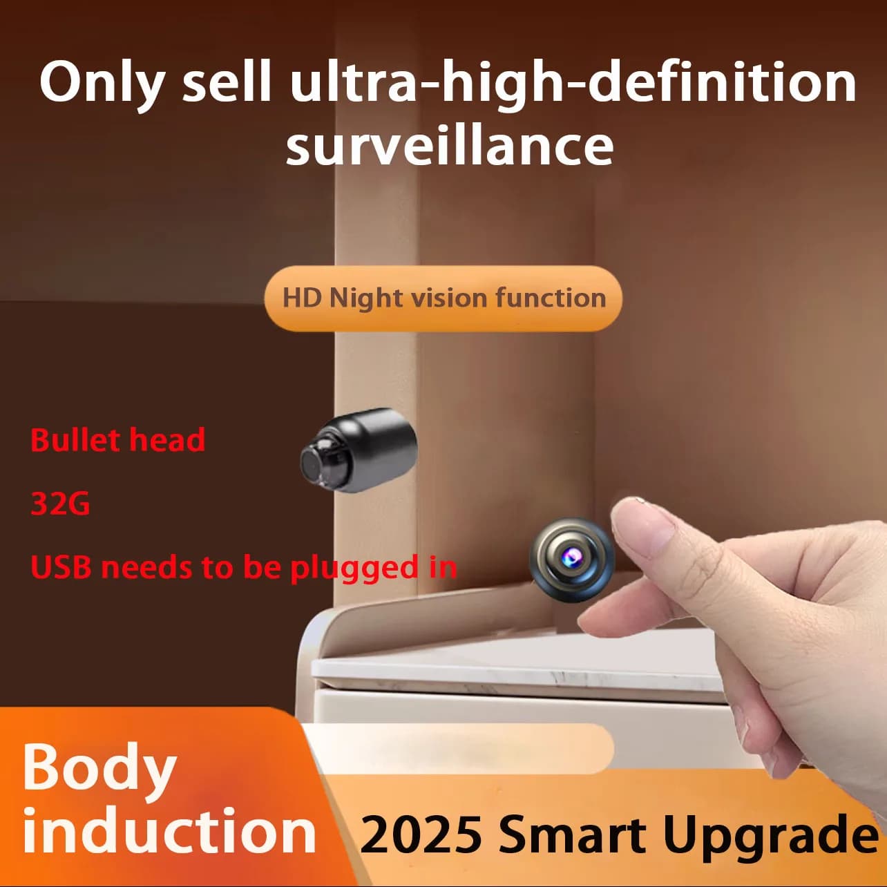 Telecamera di Sorveglianza Mini WiFi Ultra HD 2.4G con Visione Notturna e Rilevamento Movimento, Telecamera di Sicurezza Domestica con Angolo Ampio, Controllo Remoto On/Off, Visione Notturna HD