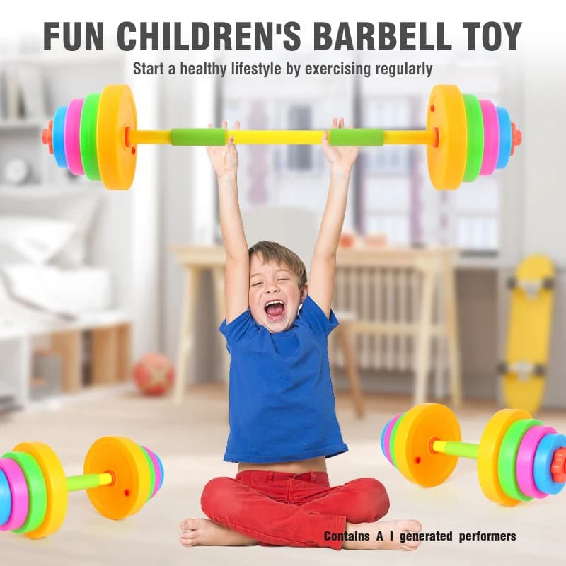 Kids Dumbbell Toy Pretend Play Barbell Set Indoor Outdoor Exercise Children Weightlifting Fitness Sport Toy Adjustable Weight