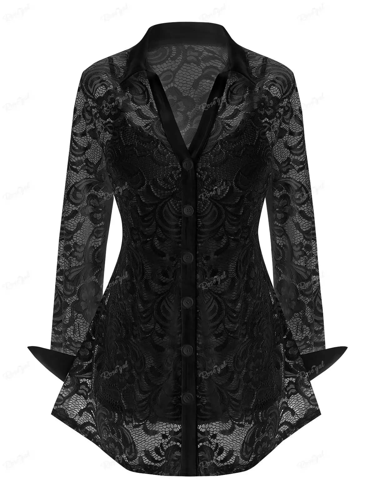 ROSEGAL T-shirt e canotta in pizzo trasparente con fiori per taglie forti da donna, top casual con scollo a V e spalline, modello 2026