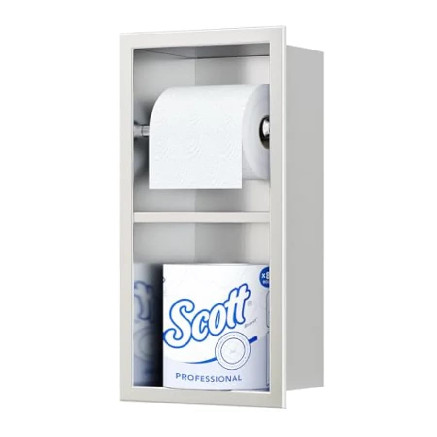 Portarotolo da Parete Orientabile in Acciaio Inox Spazzolato, Stile Contemporaneo per Hotel, Incasso a Doppio Rotolo