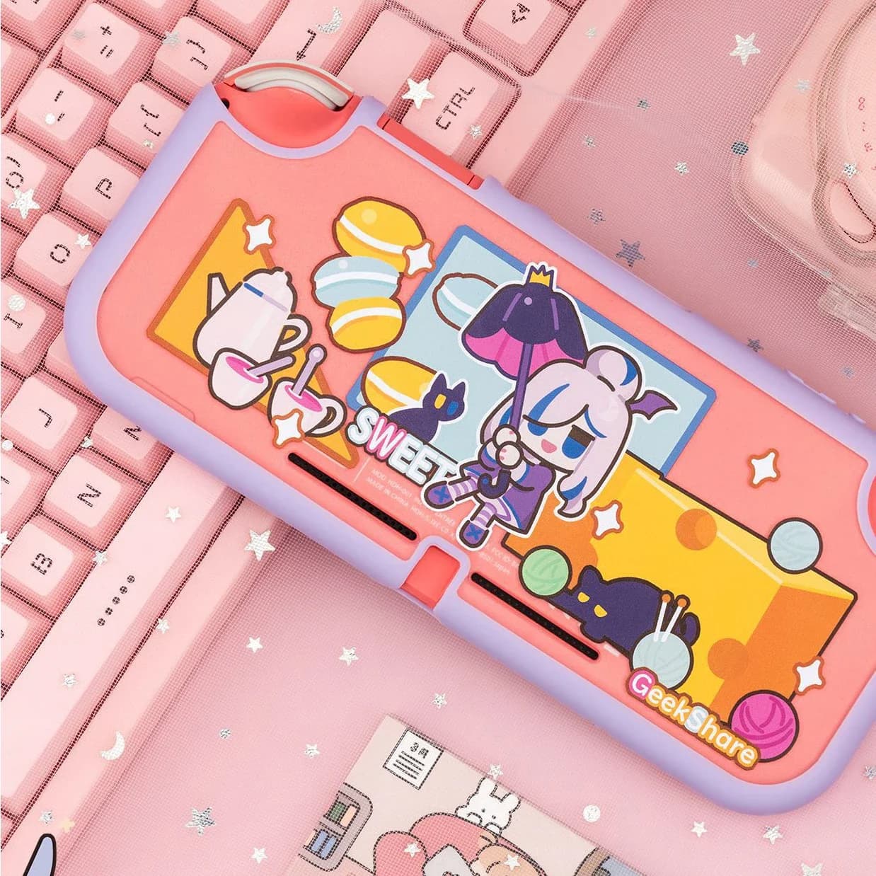 Custodia per Nintendo Switch Lite custodia protettiva rigida viola Kawaii Girl custodia protettiva per il trasporto accessori per Nintendo Switch