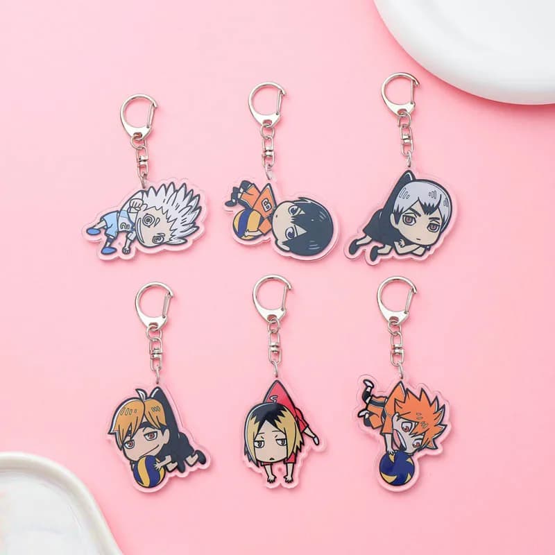 1/10Pcs Anime Character Haikyuu Acrylic Car Keychain Cute Backpack Pendant Funny Bag Charms Accessories Decoration Holiday Gifts