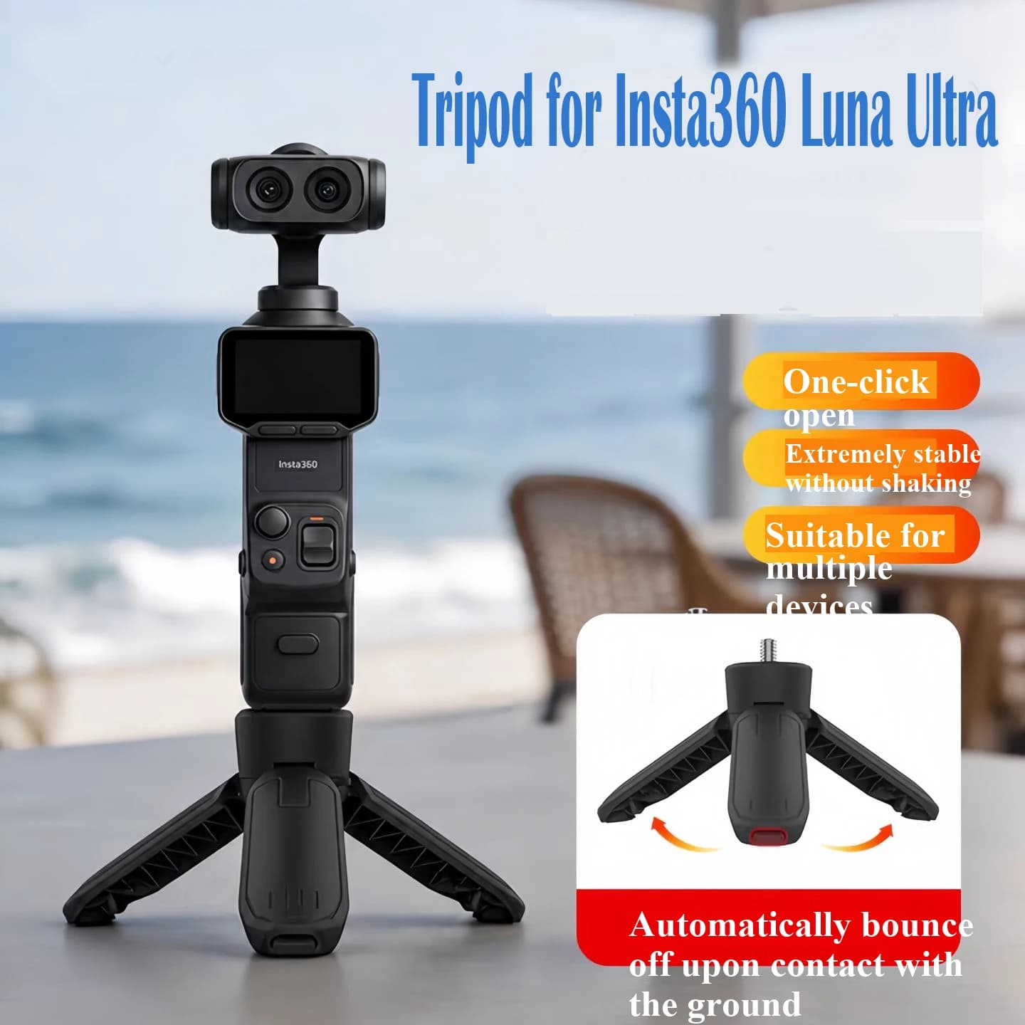 Portable Tripod For Insta360 Luna Ultra Desktop Holder Monopod Gimbal Camera Accessories