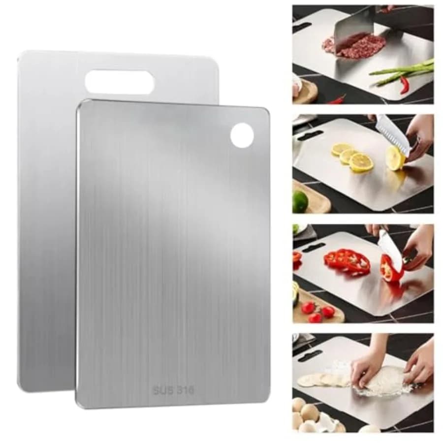 Stainless Steel Cutting Machine 2026 Updated, Non-toxic, for Meat/Green, Double Side, Metal 316, Dishwasher Washable