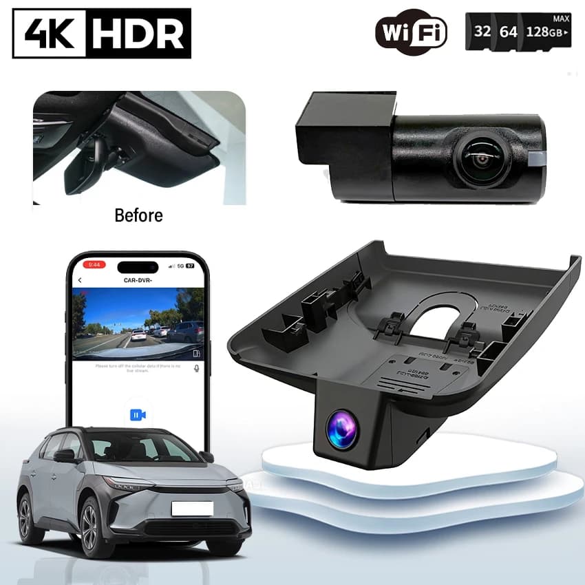 Dash Cam 4K Plug and Play for Car, DVR Recorder with WIFI, Toyota BZ4X Accessories 2022-2026