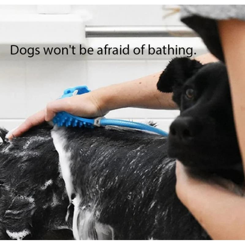 Spazzola 2-in-1 per il Bagno degli Animali Domestici con Tubo Flessibile - Scrubber Doccia per Cani con Flusso d'Acqua Regolabile, Setole Morbide in Silicone per Toelettatura e Massaggio