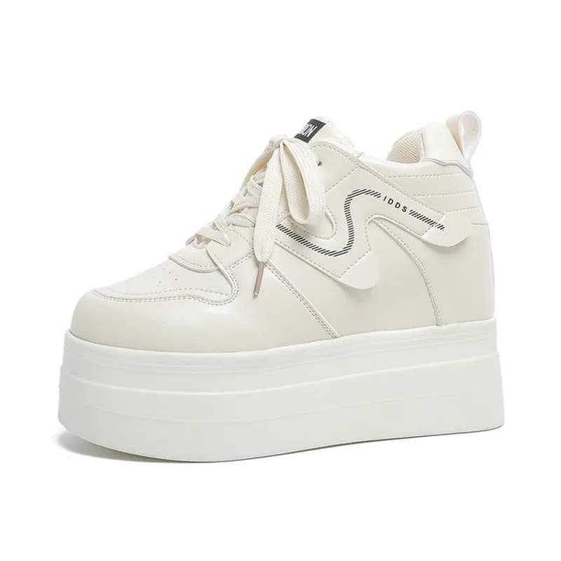 New Women 11CM Platform Sneakers Casual Outdoor Simple Design Skateboard Comfortable Lace Up Sneaker Running Sports Shoes Female