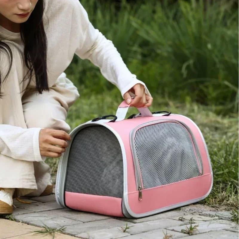 Borsa Portatile per Animali Domestici, Trasportino Traspirante per Cani e Gatti, Borsa a Tracolla Singola per Viaggi con Cuccioli e Gattini