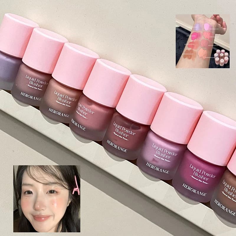 Blush Liquido HERORANGE, Impermeabile, Lunga Durata, Illuminante, Naturale, Opaco, Contorno Viso, Fard a Bassa Saturazione, Trucco Coreano