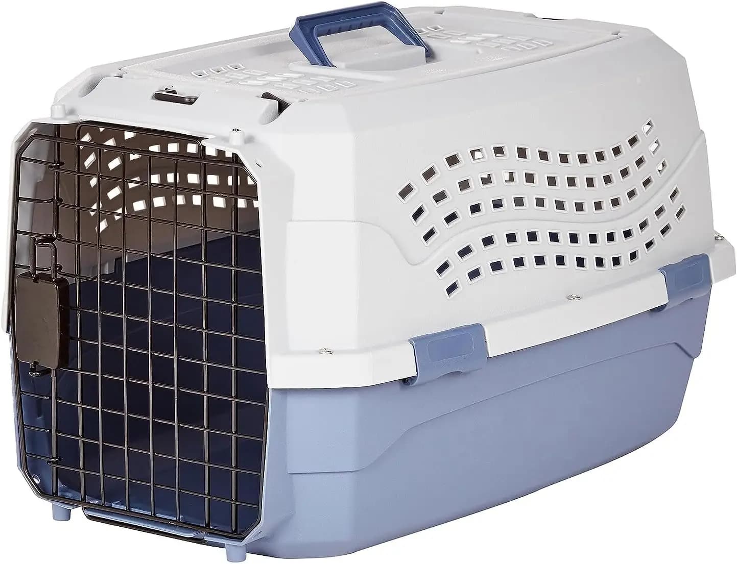Trasportino da viaggio rigido per animali domestici con carico dall'alto per cani e gatti, grigio e blu, 22,8 pollici di larghezza x 15,0 pollici di larghezza x 13,0 pollici di altezza