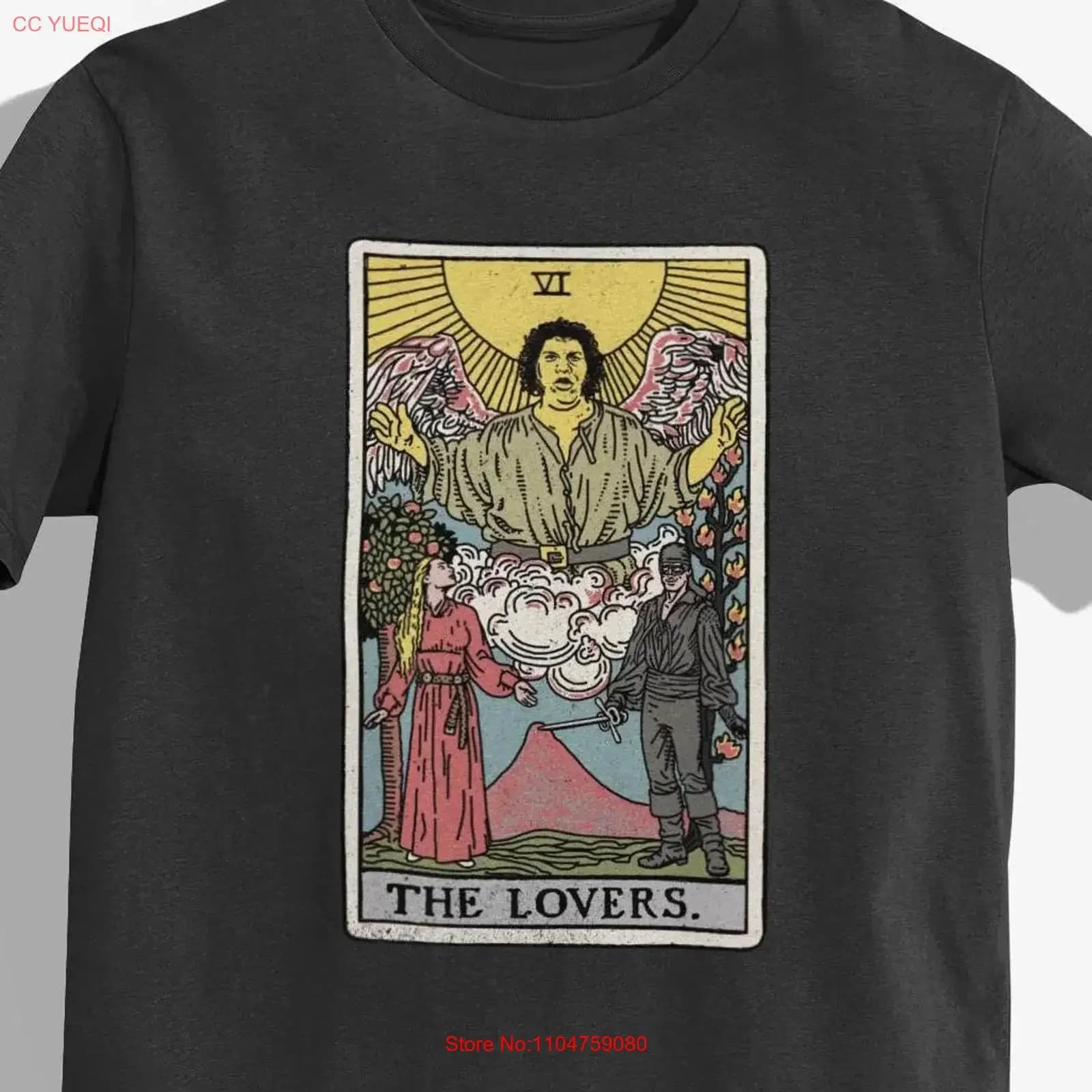 Princess Bride T Shirt The Lovers Tarot Card s C vintage Washed fashion Versatile homme Casual Stretched Slightly Stylish