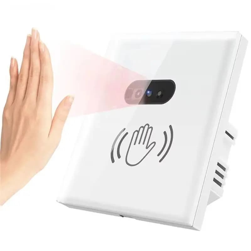 ABJG-Infrare Wall Smart Light Switch IR Sensor No Need Touch AC110-240V EU Glass Screen Panel Switch Electrical EU Plug