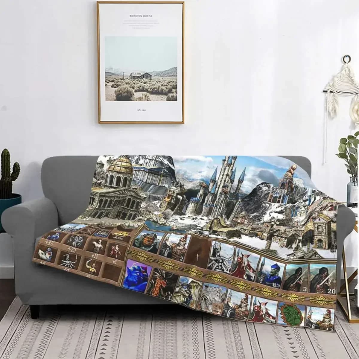 Coperta Heroes Of Might & Magic 3, copridivano in flanella con stampa a quadri, coperte traspiranti in stile anime per divano, tappeto da viaggio
