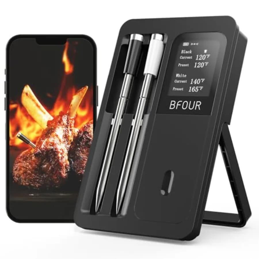 Termometro per Carne Digitale Wireless 524FT con App Smart Bluetooth, Termometro da Cucina per Affumicatore con Display LCD, Impermeabile IP67
