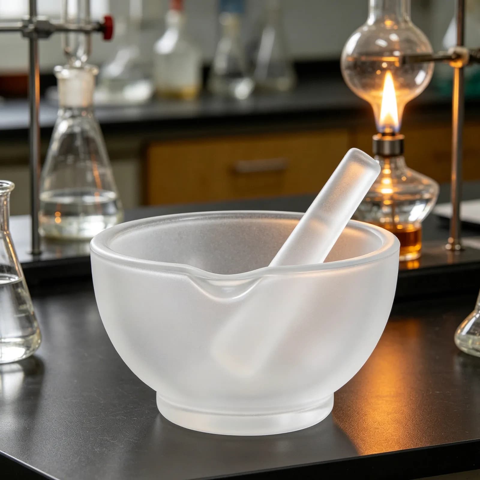1Set Glass Mortar and Pestle Set for Spices Garlic Ginger Dried Fruits Medicine Lab Kitchen Grinding Bowl Tool Easy Clean Fine