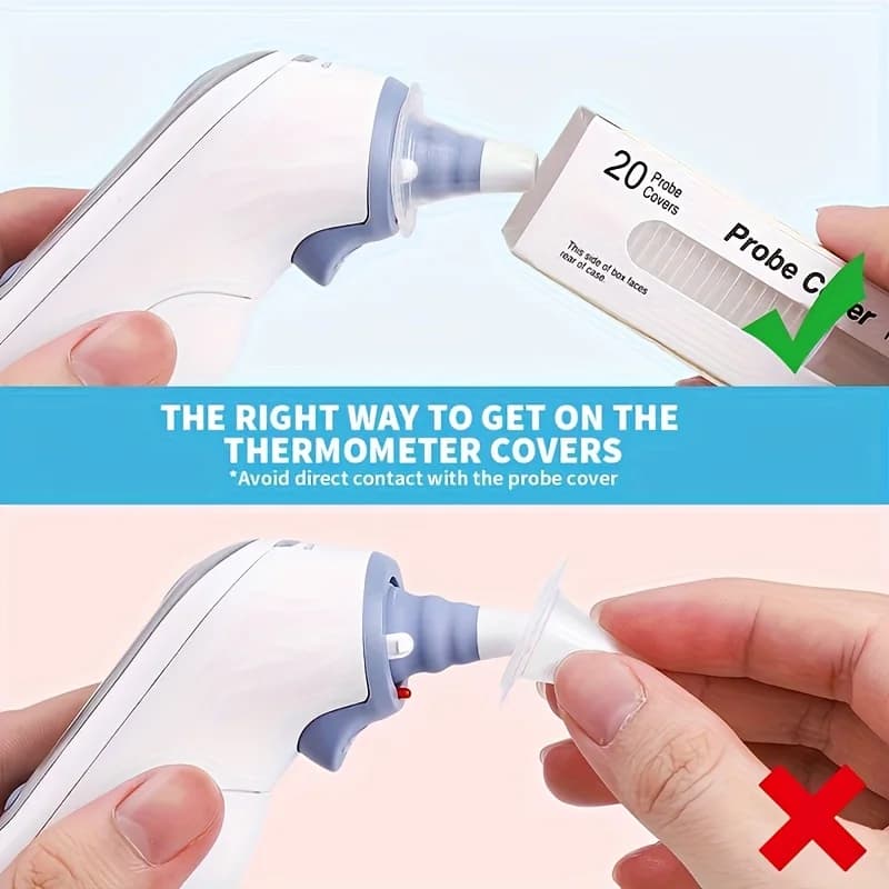 60PCS Probe Covers Disposable Universal Ear Thermometer Electronic Digital Replacement Caps Hygiene Lens Protector Transparent