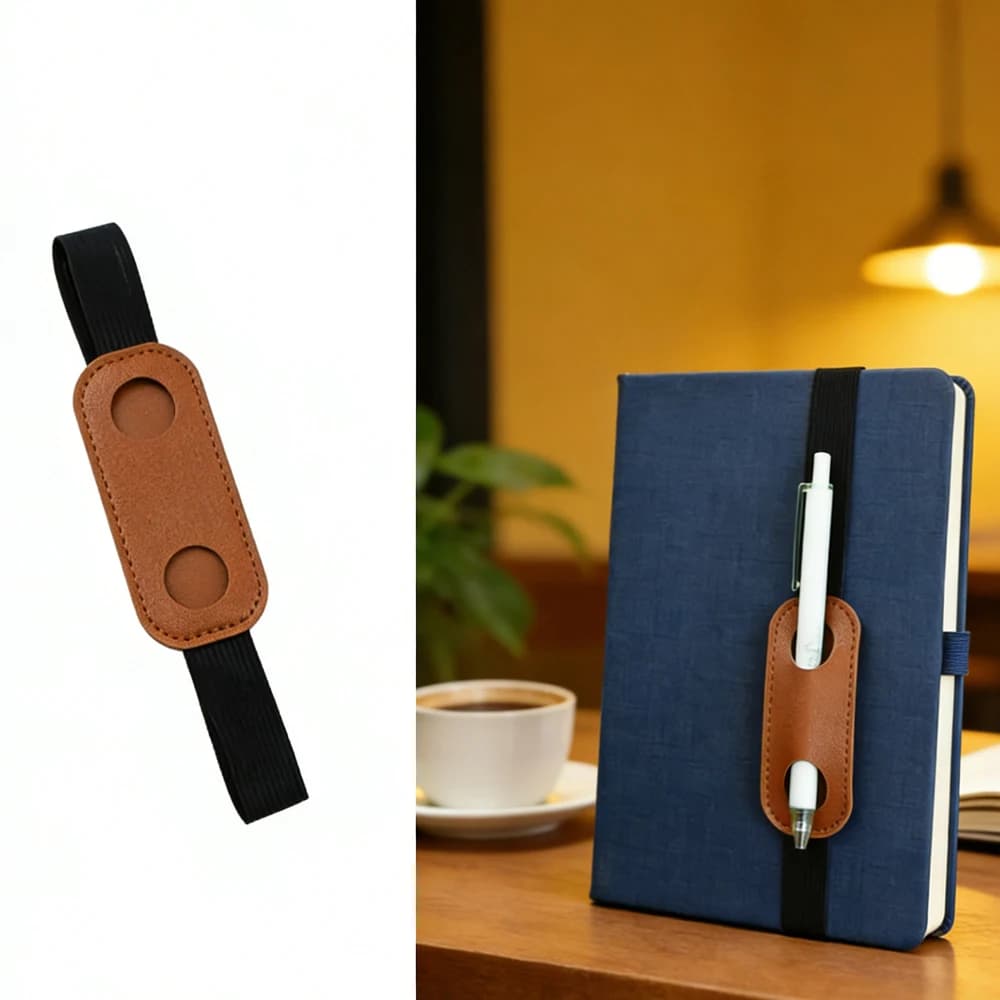 Portapenne Portatile con Elastico in Pelle PU per Singola Penna, Custodia Sicura per Agenda e Quaderno