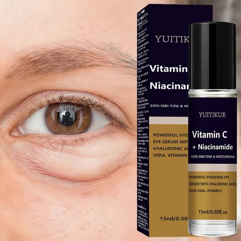 YUITIKUE Serum Contour Eyes with Vitamin C + Niacinamide - Rullo design, Rapid and Non Untuoso absorption, Hydrate the Eye Zone, 15ml