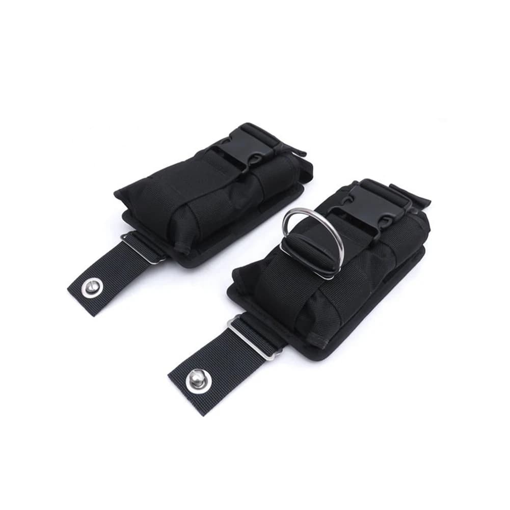 Promozione! Nuovo 2 pezzi di ricambio nero 1680D nylon scuba diving tasche per cintura con fibbia a sgancio rapido -2,5X15X5 cm