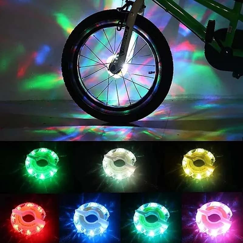 Spia colorata per bicicletta con ruota antivento e fuoco Rilevamento intelligente della luce Luce per tamburo di fiori per bici da equilibrio per bambini