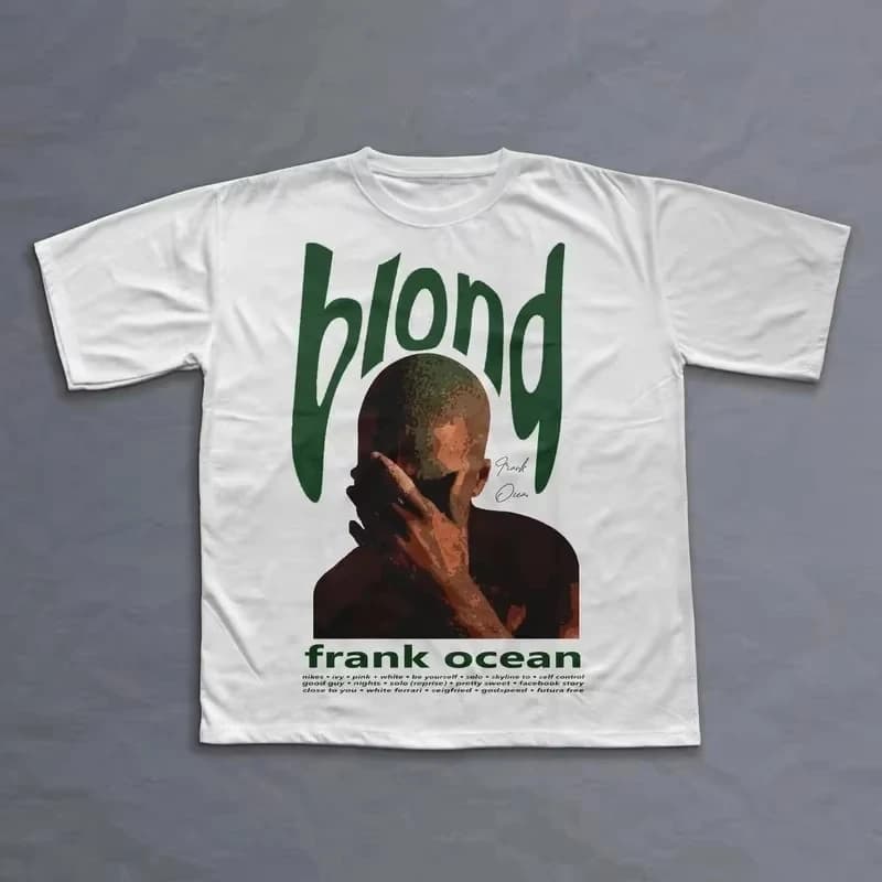 Rapper Frank Retro Graphic T Shirt Men's Hip Hop Ocean Album Clothing T-Shirts Y2k Unisex Blond Fashion Oversized Cotton T-shirt