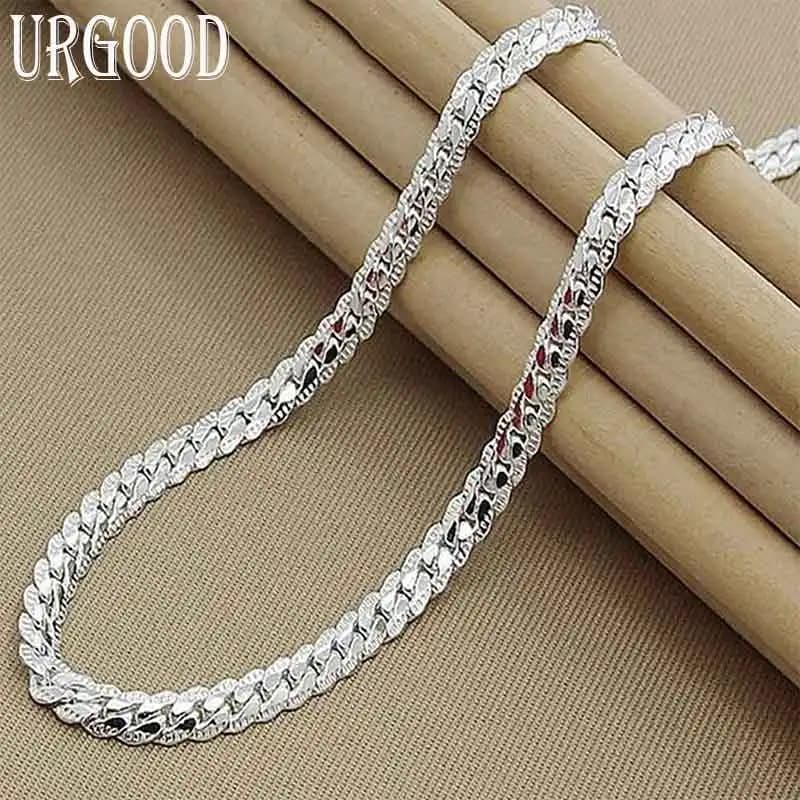 925 Sterling Silver 6mm catena laterale 8/18/20/22/24 pollici collana per donna uomo moda matrimonio fidanzamento gioielli regalo