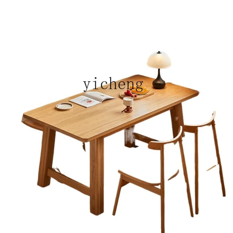 Tavolo da Pranzo H26 in Legno Massello di Frassino Nordamericano con Gambe Spesse, Design Semplice