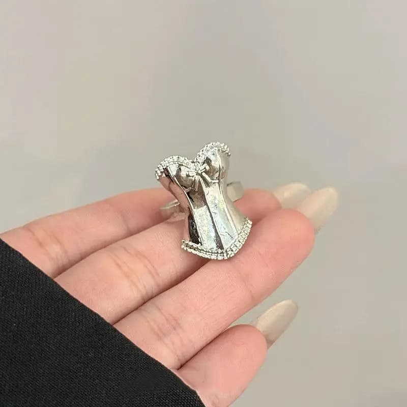 Anello alla Moda Coreano Stile Principessa, Anello Creativo in Metallo a Forma di Gonna, Anello Delicato ed Elegante, Accessori per Gioielli da Mano, Regali