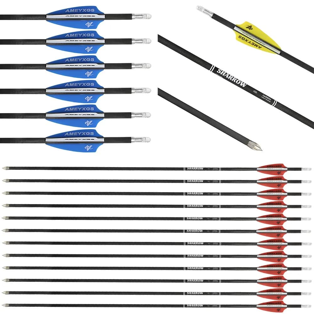 6/12pcs 32 ''Tiro con l'arco Frecce in carbonio puro SP400-1200 ID4.2mm Freccia Albero per arco Tiro con l'arco all'aperto Arco Caccia Tiro Formazione