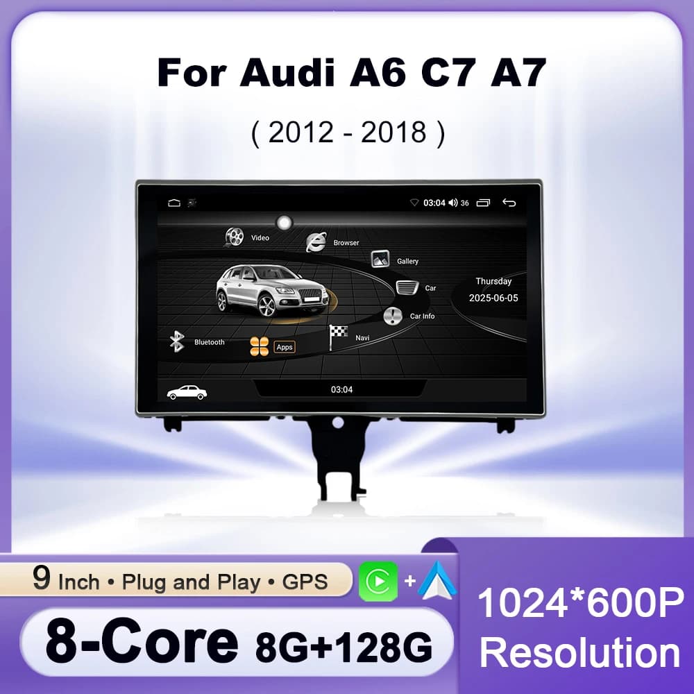 9 inch Android Screen 15 Wireless CarPlay Multimedia Car Reader For Audi A6 C7 A7 2012 - 2018 4G Music Stereo GPS Navi Auto Radio