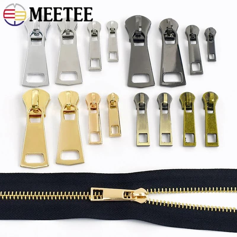 Meetee 5/10 pezzi 3 # 5 # 8 # Estrattore per cerniere in metallo Cursore per cerniere per cucire per borse per vestiti Zippe tascabili Riparazione Accessori hardware fai-da-te