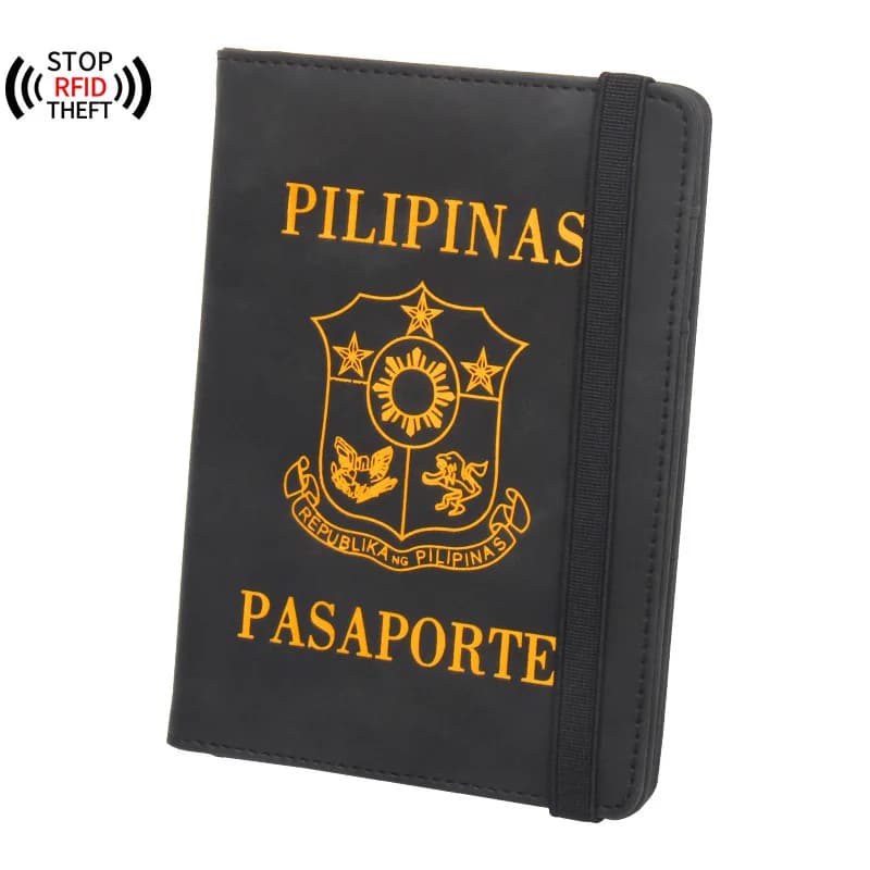 Filippine Passport Cover Rfid portafoglio da viaggio porta carte di credito Sim plipinas custodia in pelle Pu per passaporti nomi personalizzabili