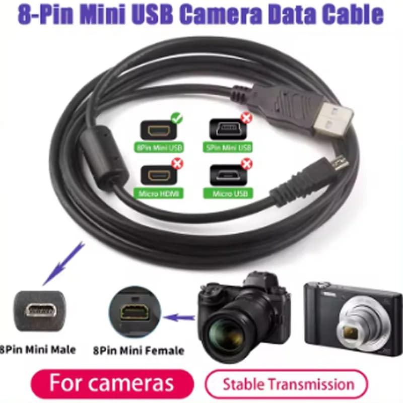 1/1.5M 8 Pin UC-E6 Camera USB Data Cable Cord For Panasonic Lumix DMC-LX5, DMC-LX7, DMC-LZ1, DMC-LZ2, DMC-LZ3, DMC-LZ4, DMC-LZ5