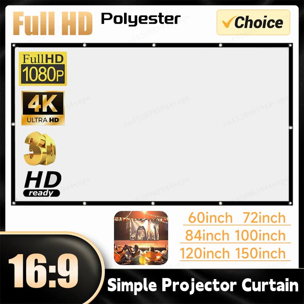 Tenda per schermo HD per proiezione pieghevole semplice da 60-150 pollici Tenda per schermo per proiettore Full HD per esterni 16:9 per ufficio domestico